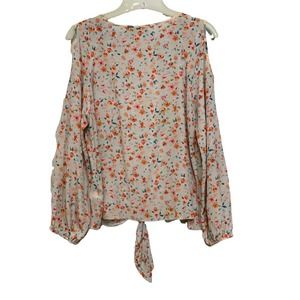 Amanda Uprichard Women’s 100% Silk Cold Shoulder Front Tie Blouse Size Large